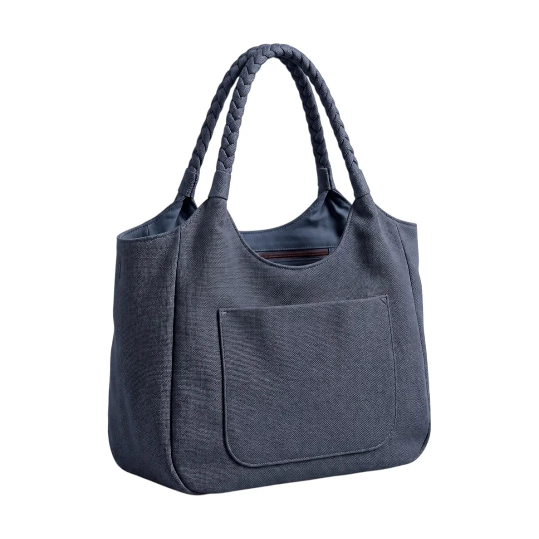 BagSway Navy Braided Handle Tote Handbag
