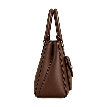 BagSway Mocha Crest Brown Faux Leather Tote Handbag