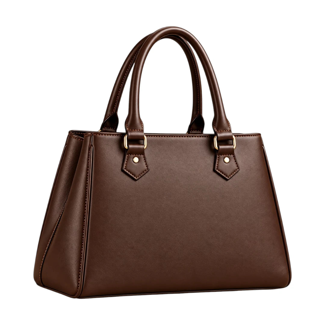 BagSway Mocha Crest Brown Faux Leather Tote Handbag