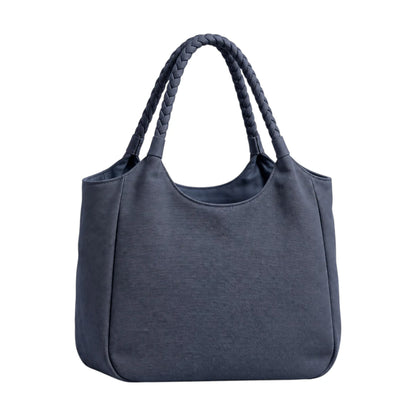 BagSway Navy Braided Handle Tote Handbag