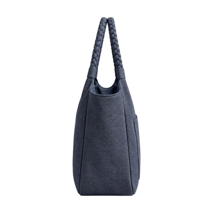BagSway Navy Braided Handle Tote Handbag